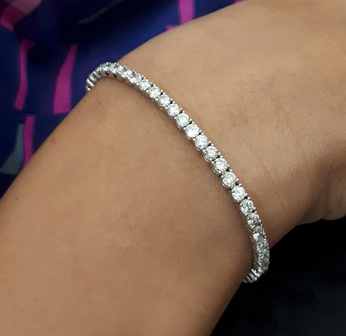 3.55 CT NATURAL DIAMOND TENNIS BRACELET CARAT ROUND FVS2 14K WHITE GOLD CERT - 第 1/3 張圖片