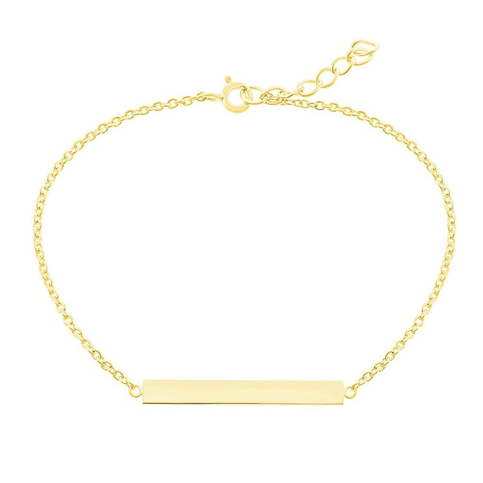 Classic Women's Bracelet Gold Plated Sterling Silver Bar ID Spring Clasp S-4948