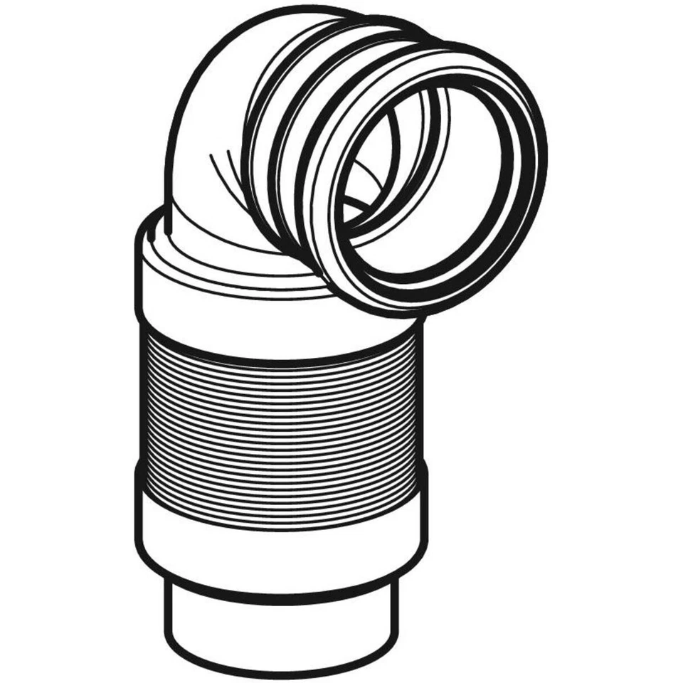GE PE Anschlussbogen 90Gr für Wand-WC ausziehbar d90/90 - Bild 2 von 3