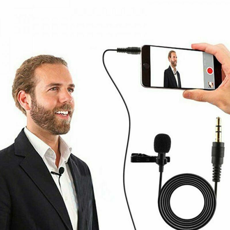 New Clip On Lapel Microphone Hands Free Wired Condenser Mini Lavalier Mic  3.5mm