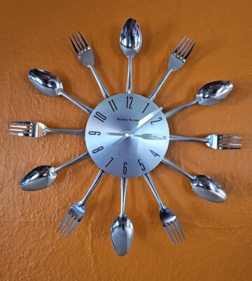 George Nelson 1234SPOON Wall Clock Reproduction Mid Century Silver