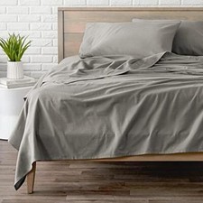 Bare Home Flannel Sheet Set 100 Cotton, Velvety Soft Heavyweight - Double