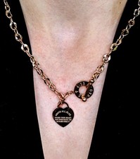 Silver Heart Charm Toggle Necklace, Engraved Silver Heart Pendant Necklace Gift 