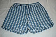 Womens GITANO Blue Striped Denim Shorts ~ 100% Cotton ~ Size 18W ~Very Good Cond