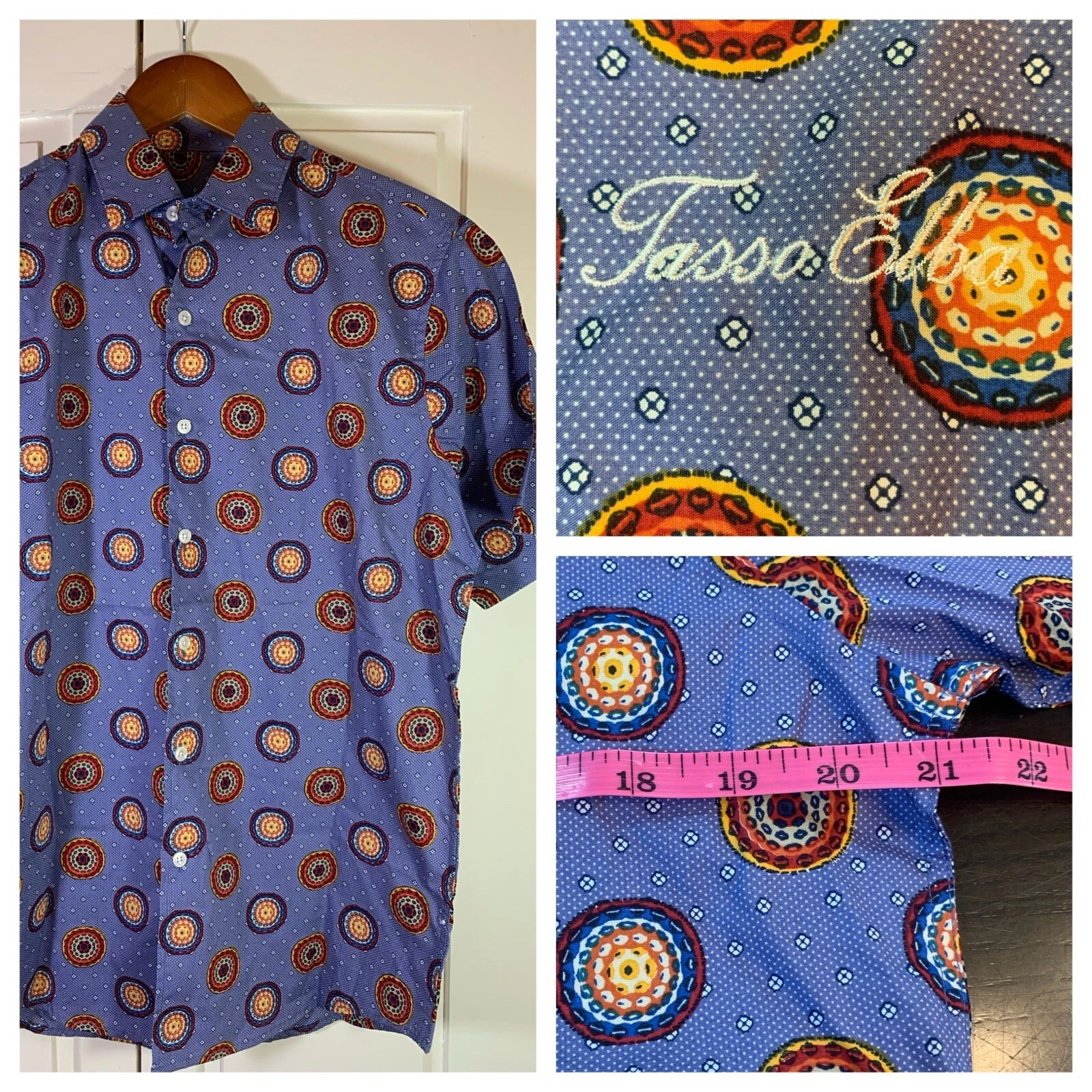 Tasso Elba Shirt Men's Small Circles Fun Vacation Florida Cruise Resort Preppy