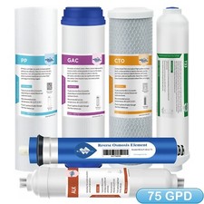 6 Stage pH Alkaline Reverse Osmosis System Water Filter with 75 GPD RO Membrane