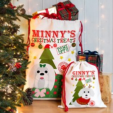 Personalised Dog Christmas Sack Maltese Treat Stocking Xmas Puppy Present Bag