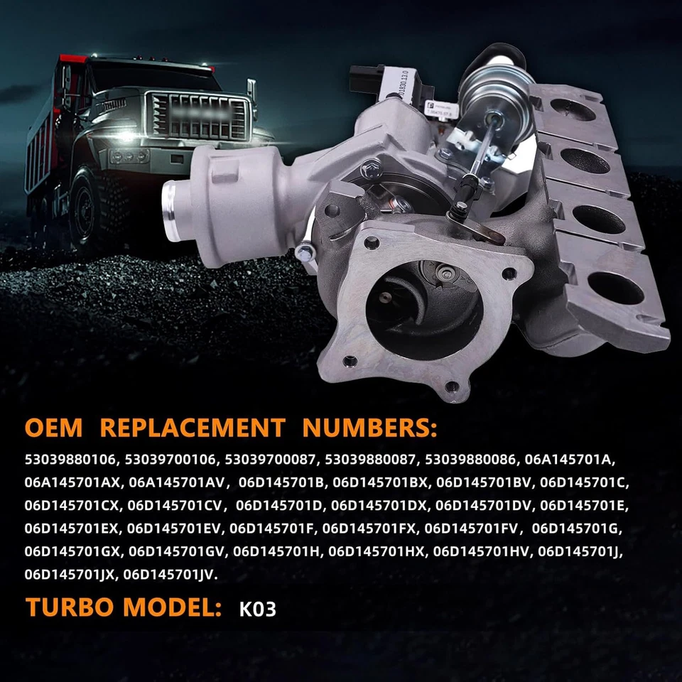 Turbocharger for Audi A4 A6 2.0T B7 BUL BWE BGB K03 2005 2007 2008 2006 Turbo - Image 2 of 4