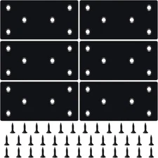 6PCS 3.11 x 1.57 inch Black Flat Mending Plate, Metal Bracket with Holes, Straig