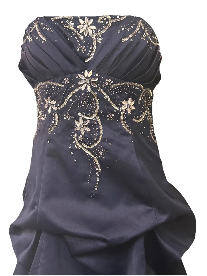 Винтажный город треугольники платье 90-х Y2K макси платье Sz Lg темно-синий фея гот выпускного - Изображение 4 из 4