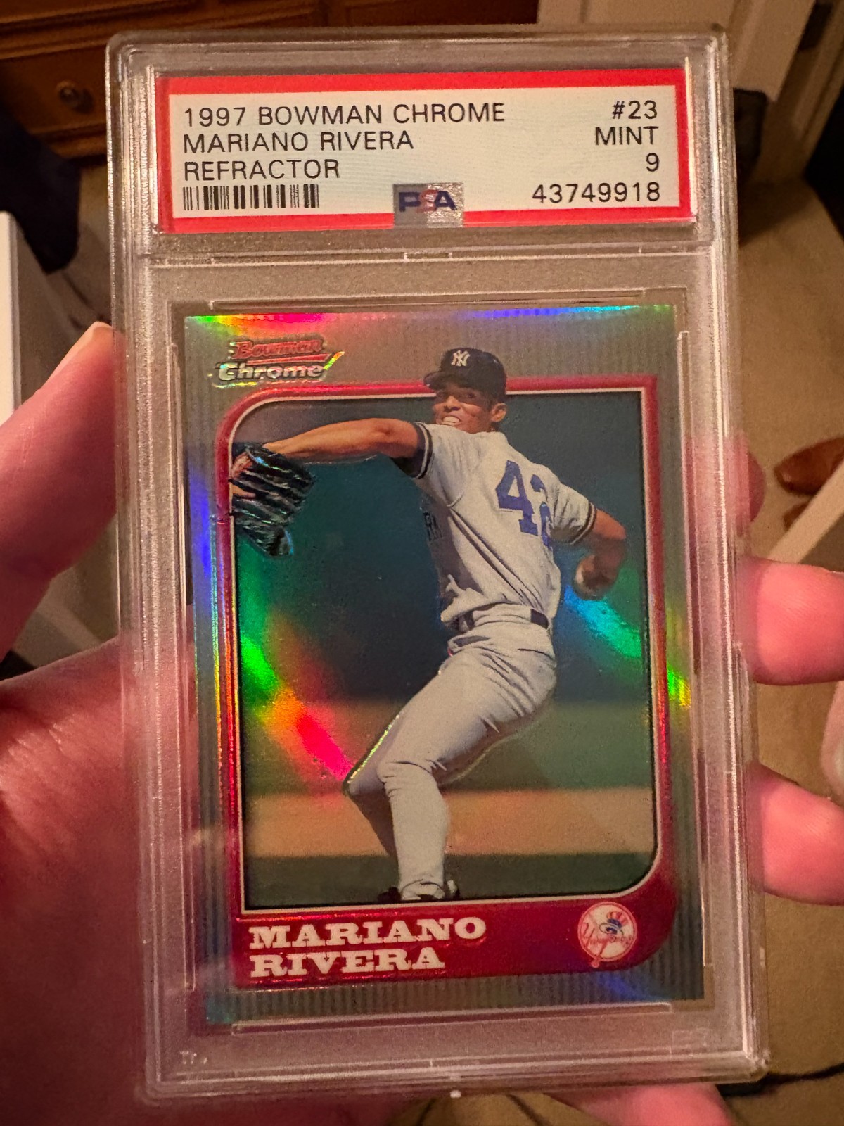 1997 Bowman Chrome Refractor Mariano Rivera PSA 9 MINT