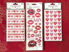  649 - VALENTINE DAY LOVE CONVERSATIONAL HEARTS VINTAGE 3D STICKERS