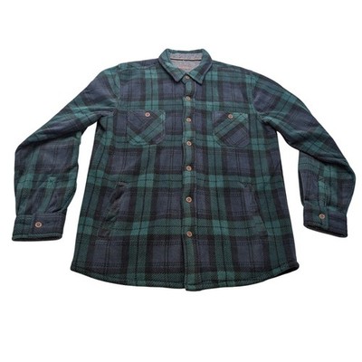 Weatherproof Vintage Plaid Sherpa Lined Shirt Jacket Mens Medium Green