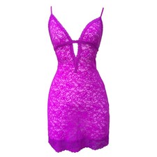 Y2K Victoria's Secret Purple Lace Whimsy Fairy V Neck Mini Lingerie Dress sz S