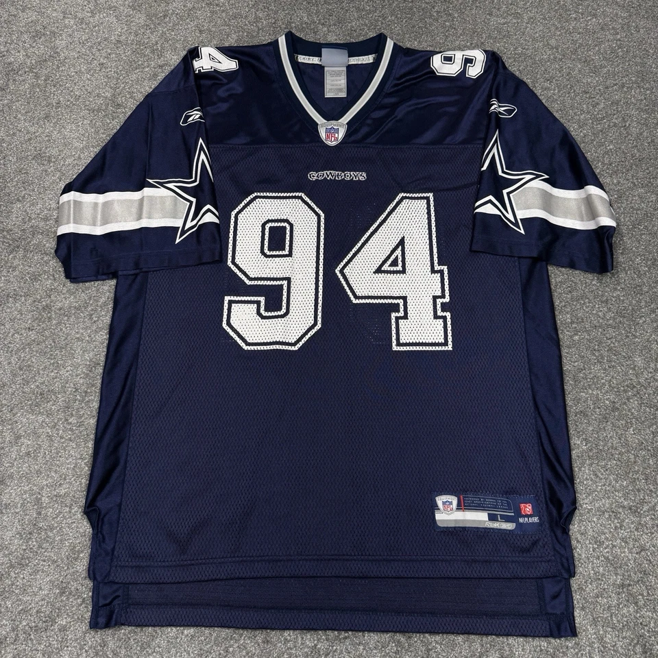 Camiseta deportiva de los Dallas Cowboys para hombre grande azul DeMarcus Ware NFL fútbol Reebok vintage Foto 3 de 4