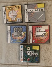 NiNTENDO DS (5) BRAIN BOOST+AGE,CLUB HOUSE,POLARIUM W/PAPER  NICE DONoT MiSS!!!’