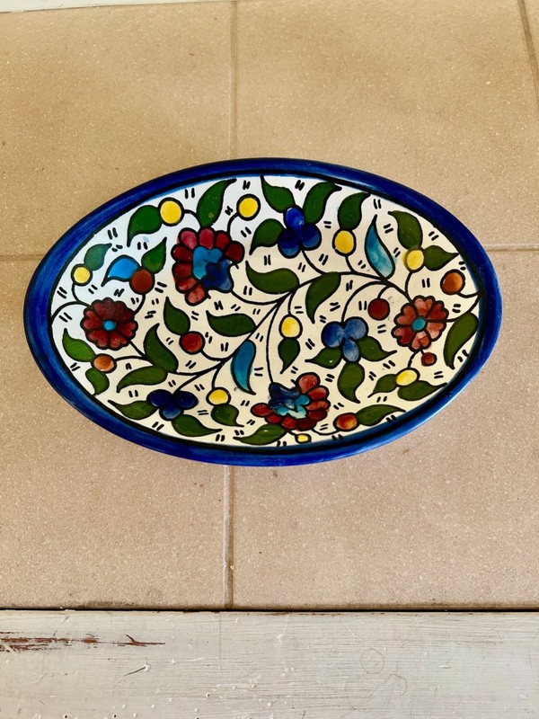 Oval Ceramic Trinket Dish Hand Made in Jerusalem