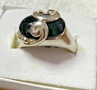 VTG 925 Sterling Silver JC Signed Faux Black Onyx Ring, Size 12 NWT 6.7g