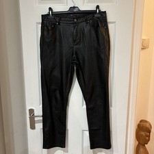 M&S Lovely Soft Faux Leather black Jeans style Trousers - Size 14 Short