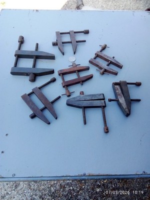 VINTAGE ENGINEERS CLAMPS. PARALLEL CLAMPS X7 JOB LOT MIXED LOT need of a clean
