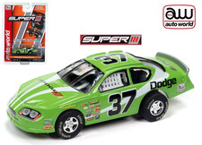 Auto World Super lll 2008 Dodge Charger Stock Car Green HO Scale Slot Car NIB