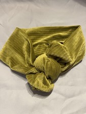 Women Headband Olive Green Velvet Knot Solid Casual Handsewn