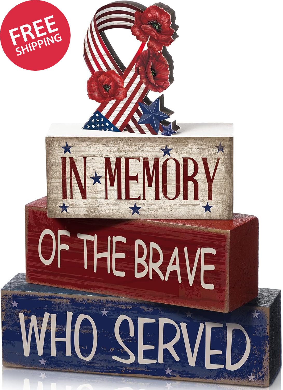 4 Pcs Memorial Day Table Decorations Patriotic Tabletop Decorations Red White Bl