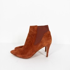 Boden Elsworth Heeled Ankle Boots UK 5 Genuine Suede Leather Tan Rust Orange