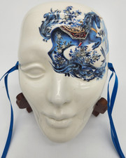 Vintage Hand Painted Porcelain Clay Ceramic Wall Hanging Mardi Gras Mask