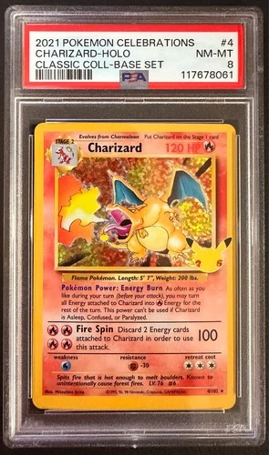 2021 POKEMON CELEBRATIONS CLASSIC COLLECTION #4 CHARIZARD-HOLO PSA 8