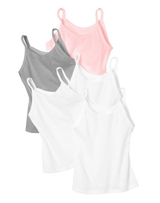 Hanes Girl Cami 5-Pack Tank Tops Tag Free Assorted Colors Under shirt sizes S-XL