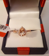 NWT Lab Created Pink Sapphire 14K Rose Gold on Silver Cocktail Ring Size 7