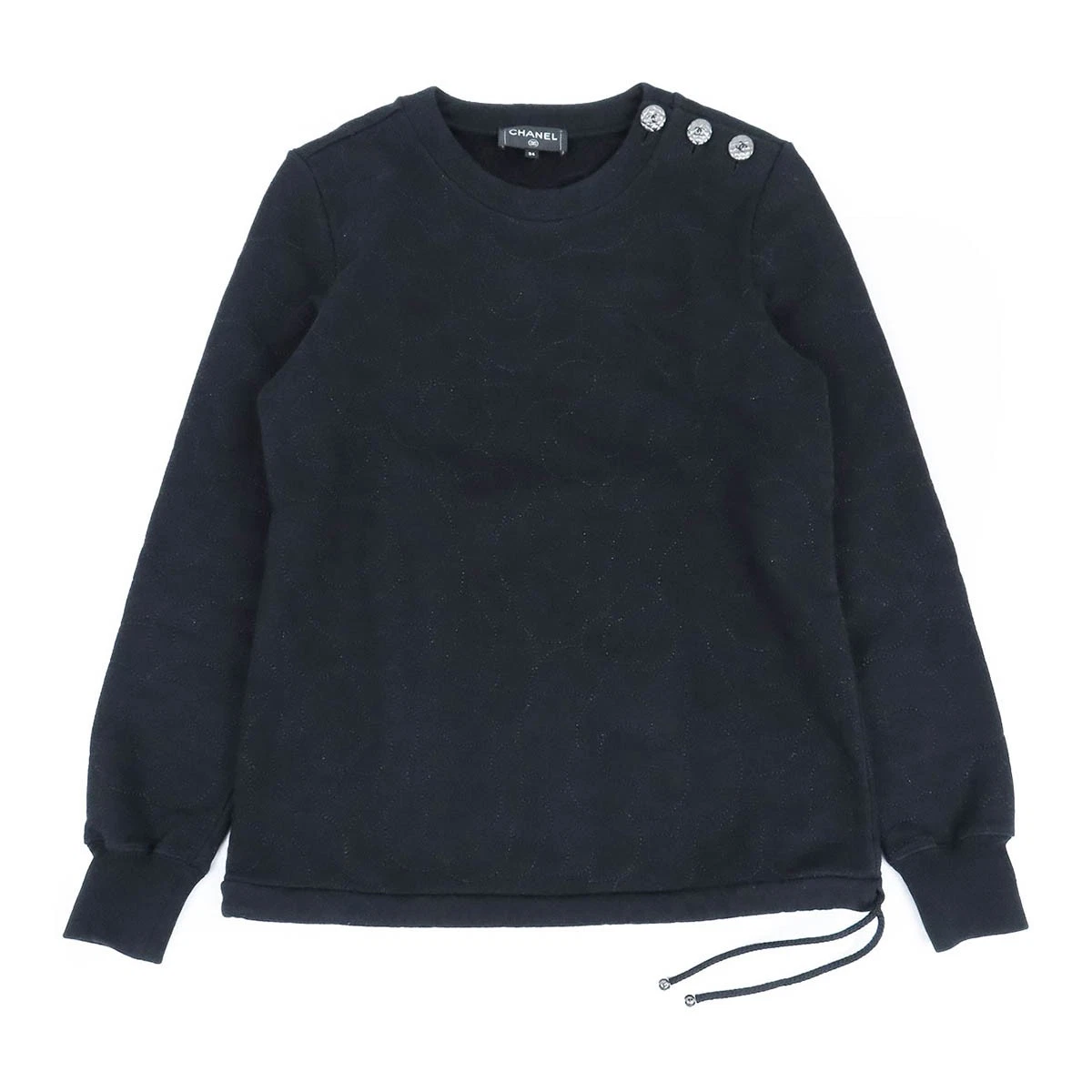 Chanel — CHANEL COCO Mark Camellia Embroidered Sweatshirt Women black 【A】