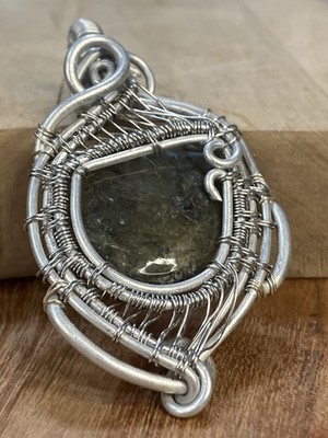 Handcrafted Labradorite White Copper wire-wrapped pendant