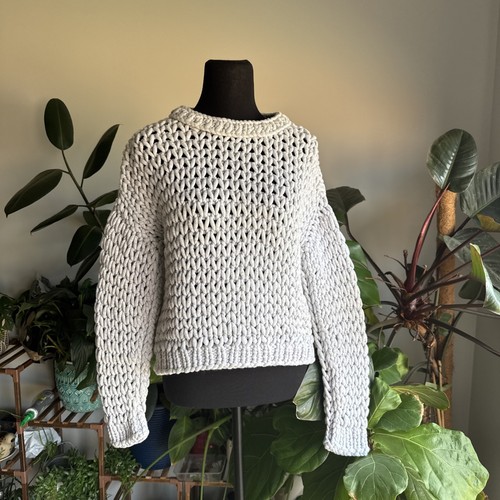 Nanushka Chunky Crochet Jumper Size S Knit Light Grey Organic Cotton - Picture 3 of 14