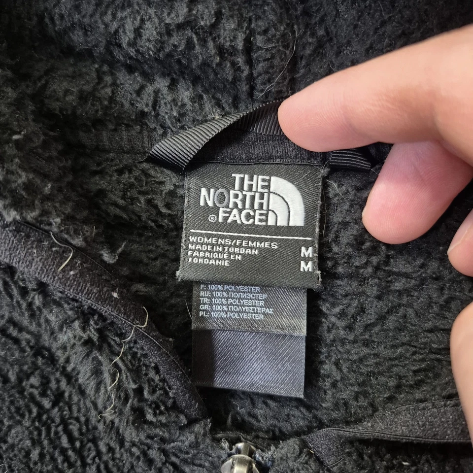 Chaqueta polar The North Face Oso para mujer mediana negra cremallera completa sudadera con capucha logotipo preppy Foto 3 de 4