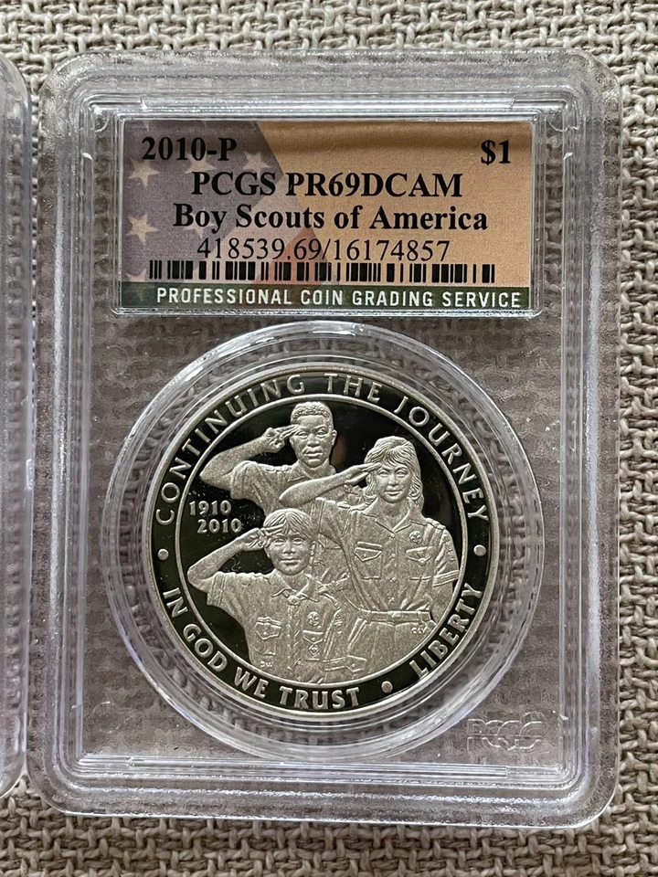 two silver  commemorative coins PF 69 PCGS 1983 and 2010 - Image 3 of 4