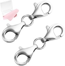 925 Sterling Silver Double Lobster Claw Clasps,Necklace Extender 2Pcs
