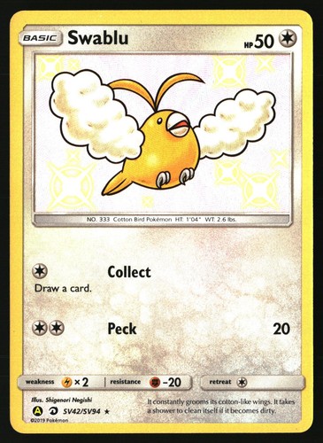 SWABLU SV42/SV94 SHINY RARE HIDDEN FATES SHINY VAULT POKEMON HOLO NM