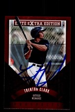 Signed Baseball Card Auto 2015 Panini Elite #16 Trent Clark Milwaukee Brewers