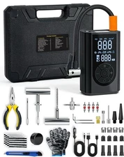 Tire Repair Kit With Portable Air Compressor Tire Plug Kit 58pcs With Cordless T