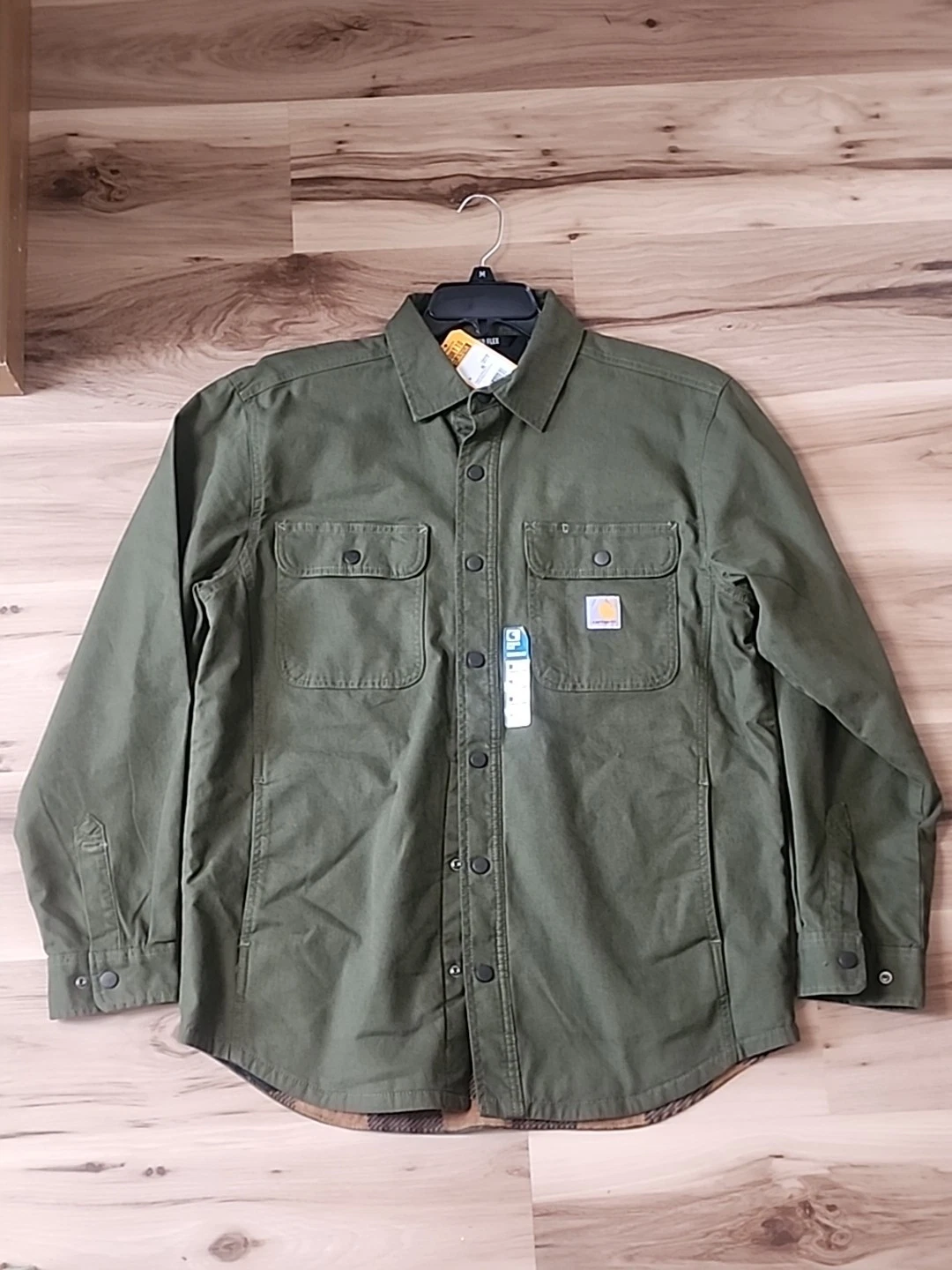 Carhartt Rugged Flex Relaxed-Fit Canvas Fleece-Lined Shirt Jacket Size Medium