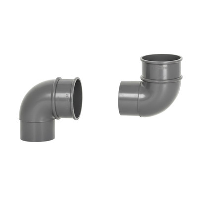 Dachrinne Schwanenhals Fallrohr Regenwasserbogen Bogen Set 68 mm grau für Abflussrohr