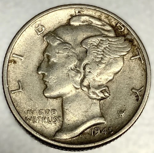 1945 D Mercury Dime 10c Good Circulated Condition 90% Silver US Coin - 3292