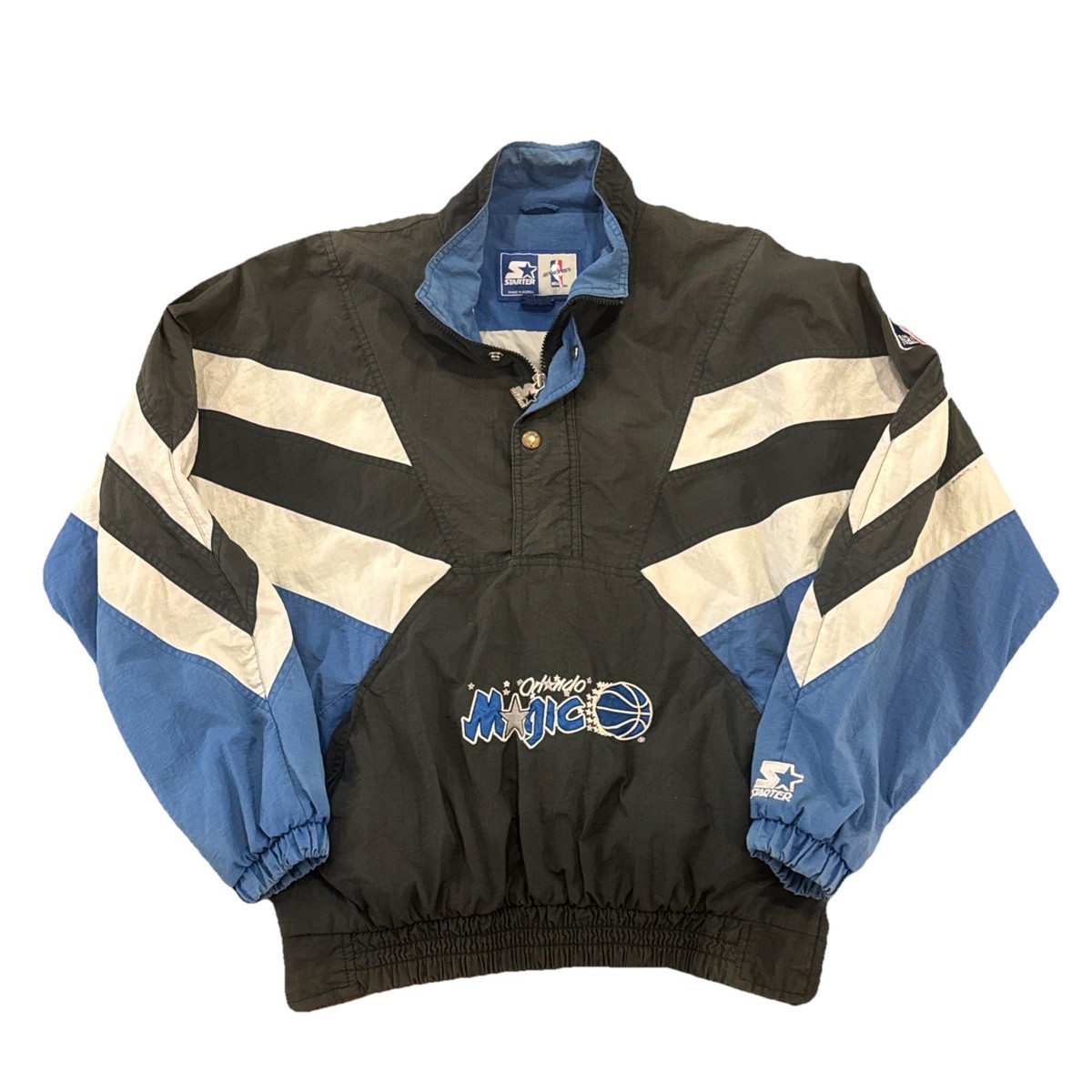 Orlando Magic Jacket Medium Mens Starter Vintage Black Quarter Zip