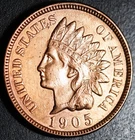 1905 INDIAN HEAD CENT - With LIBERTY & Near 4 DIAMONDS - AU UNC