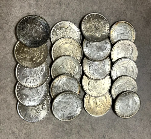 UNC Roll (20) 1921 Morgan Dollars - Some Toned - Nicely Toned Enders
