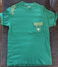 Vintage 80s Hanes Beefy-T Green Embellished T-Shirt L 42-44 USA Made