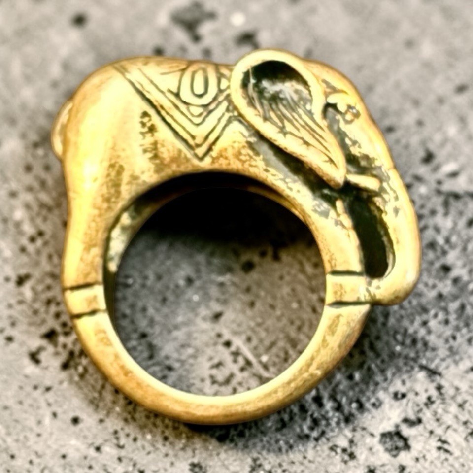 Solid Brass Elephant Ring Hand Engraved Boho Indi… - image 2