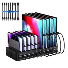 270W Charging Station for Multiple Devices, 20-Port USB Fast Charging Station...